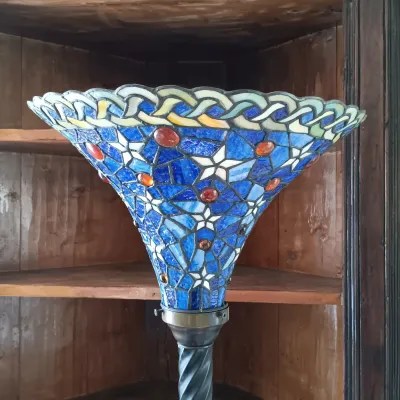 LOT 138: Tiffany-Style Blue Star Torchiere