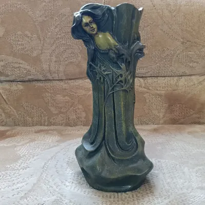 LOT 155: Fairytale Collection- Resin Art Nouveau Vase, Resin Mermaid in Shell and Fairy, 1938 German Reichspost Telegram & More