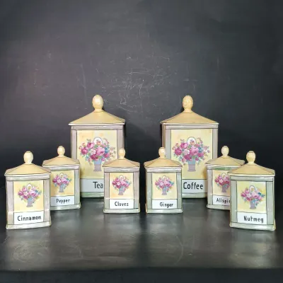 LOT 137: Czechoslovakian Lustre Ceramic Kitchen Canisters