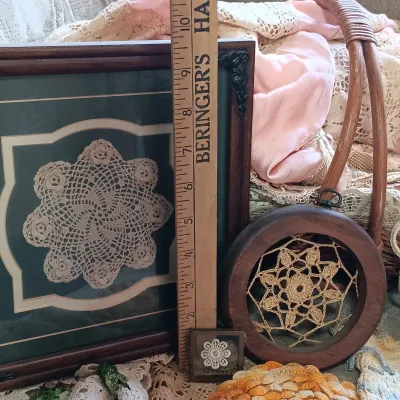 LOT 153: Vintique Tatting and Crocheted Doilies & More