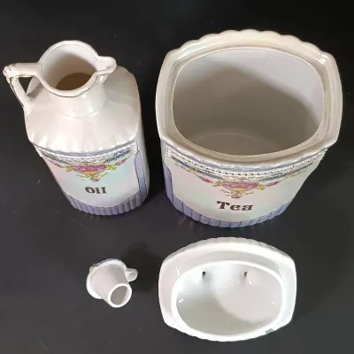 LOT 25: German Made Lustre Ceramic Kitchen Canisters