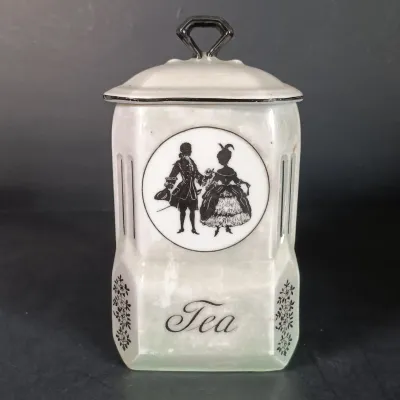 LOT 23: M Rosenbaum Bavarian Made Spice Canisters with Victoria Czechoslovakia Tea Canister