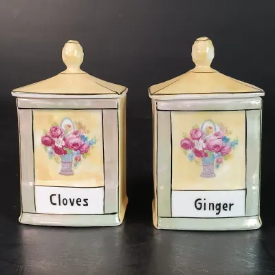 LOT 137: Czechoslovakian Lustre Ceramic Kitchen Canisters