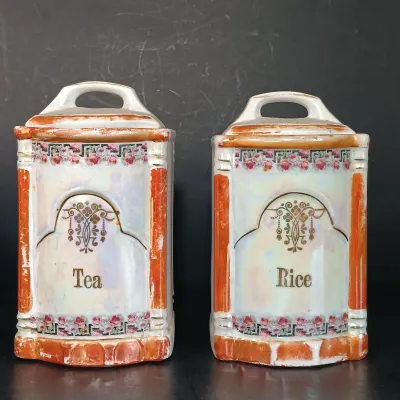 LOT 26: German Made Lustre Ceramic Kitchen Canisters