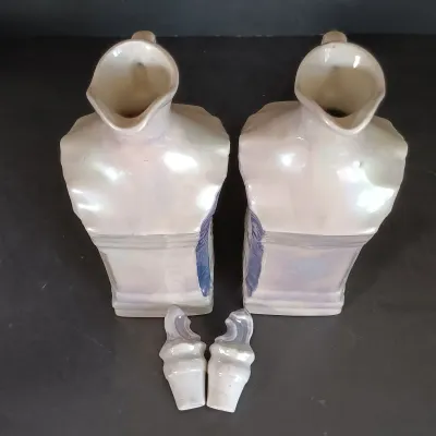 LOT 142: White Block German Made Lustre Ceramic Kitchen Canisters