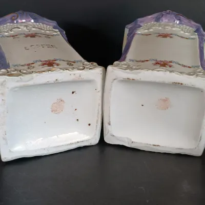 LOT 142: White Block German Made Lustre Ceramic Kitchen Canisters