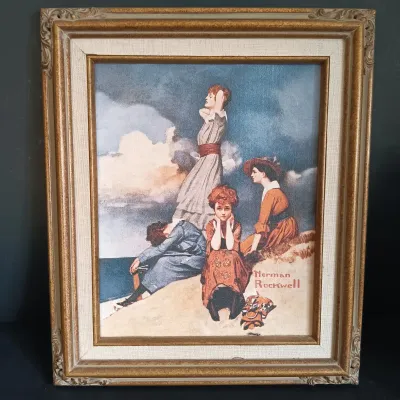 LOT 20: Norman Rockwell Gallery 'Waiting on the Shore' Print with COA, La Belle Fish Plate, Seashells & More