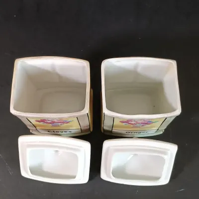 LOT 137: Czechoslovakian Lustre Ceramic Kitchen Canisters