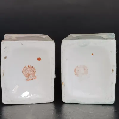 LOT 141: White Block German Made Lustre Ceramic Kitchen Canisters