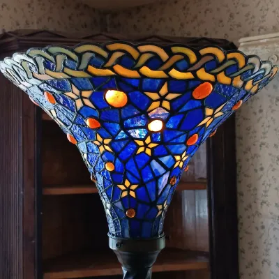 LOT 138: Tiffany-Style Blue Star Torchiere