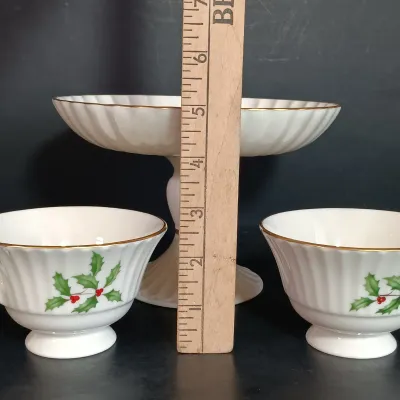LOT 149: Lenox Holiday Plates, Teacups, Spoon & Candy Dish