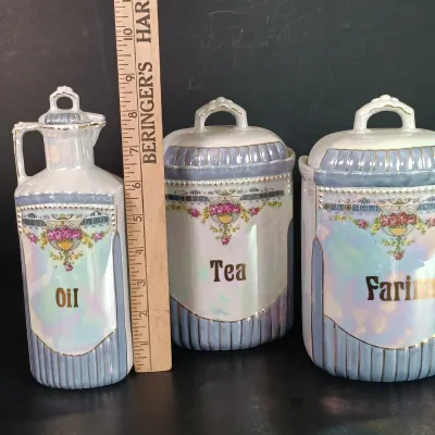 LOT 25: German Made Lustre Ceramic Kitchen Canisters