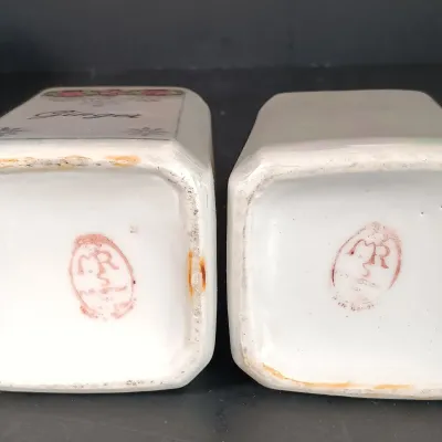 LOT 23: M Rosenbaum Bavarian Made Spice Canisters with Victoria Czechoslovakia Tea Canister
