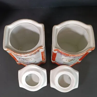 LOT 26: German Made Lustre Ceramic Kitchen Canisters