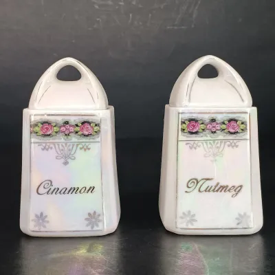 LOT 23: M Rosenbaum Bavarian Made Spice Canisters with Victoria Czechoslovakia Tea Canister