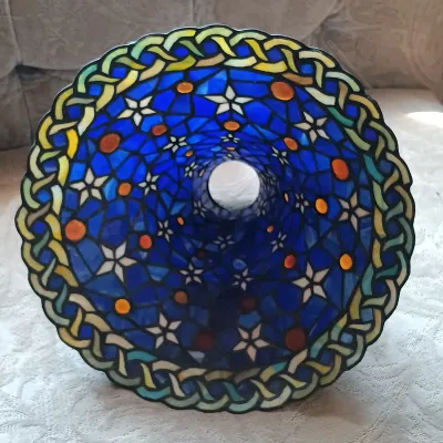 LOT 138: Tiffany-Style Blue Star Torchiere
