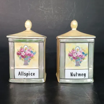 LOT 137: Czechoslovakian Lustre Ceramic Kitchen Canisters