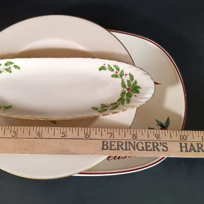 LOT 149: Lenox Holiday Plates, Teacups, Spoon & Candy Dish