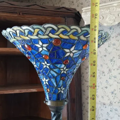 LOT 138: Tiffany-Style Blue Star Torchiere