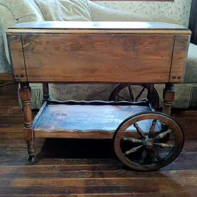 LOT 154: Vintage Wood Tea Cart