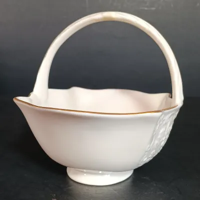 LOT 145: Lenox 8.25" Lily of the Valley Vase, Nantucket Handled Candle Holder, Floral Basket & New Years 2000 Trinket