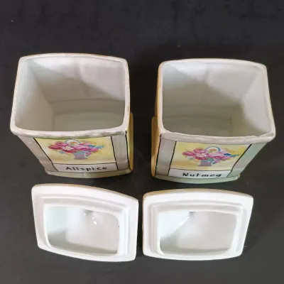 LOT 137: Czechoslovakian Lustre Ceramic Kitchen Canisters