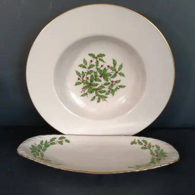 LOT 149: Lenox Holiday Plates, Teacups, Spoon & Candy Dish