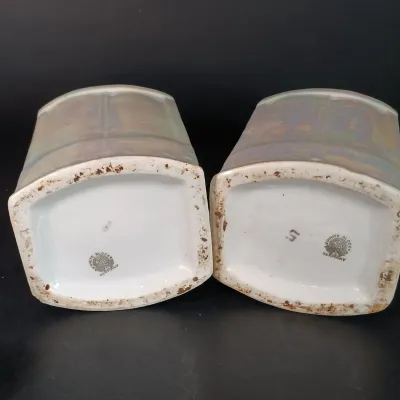 LOT 27: White Block German Made Lustre Ceramic Kitchen Canisters