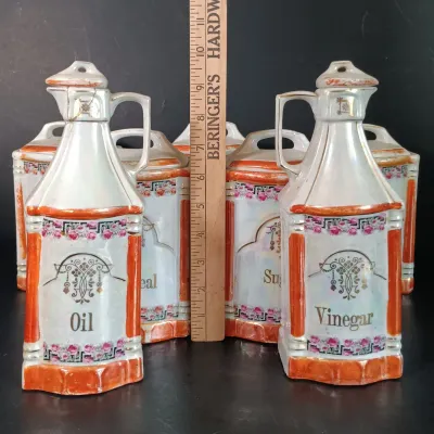 LOT 26: German Made Lustre Ceramic Kitchen Canisters