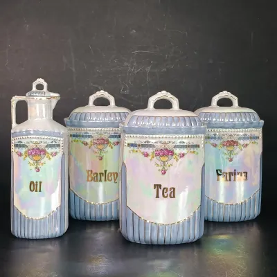 LOT 25: German Made Lustre Ceramic Kitchen Canisters