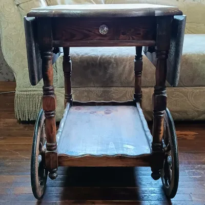 LOT 154: Vintage Wood Tea Cart