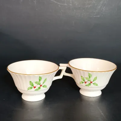 LOT 149: Lenox Holiday Plates, Teacups, Spoon & Candy Dish