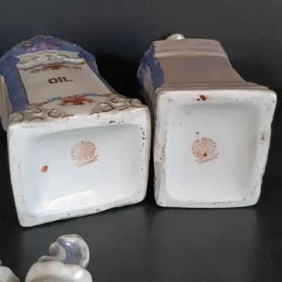 LOT 142: White Block German Made Lustre Ceramic Kitchen Canisters