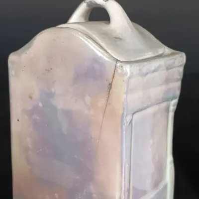 LOT 141: White Block German Made Lustre Ceramic Kitchen Canisters