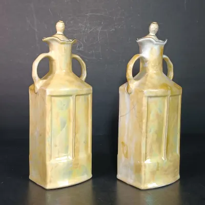 LOT 136: Czechoslovakian Lustre Ceramic Kitchen Canisters