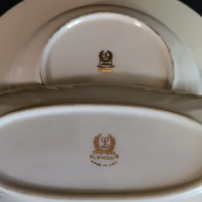 LOT 149: Lenox Holiday Plates, Teacups, Spoon & Candy Dish
