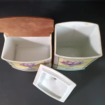 LOT 136: Czechoslovakian Lustre Ceramic Kitchen Canisters