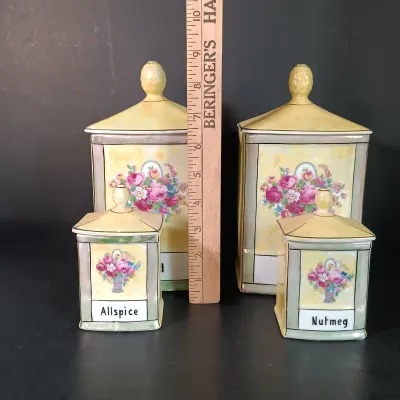 LOT 137: Czechoslovakian Lustre Ceramic Kitchen Canisters