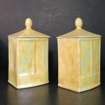 LOT 136: Czechoslovakian Lustre Ceramic Kitchen Canisters