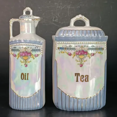 LOT 25: German Made Lustre Ceramic Kitchen Canisters