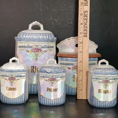 LOT 24: German Made Lustre Ceramic Kitchen Canisters