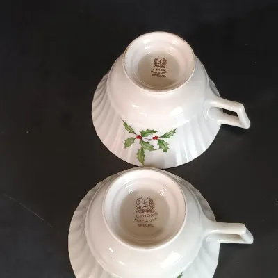 LOT 149: Lenox Holiday Plates, Teacups, Spoon & Candy Dish