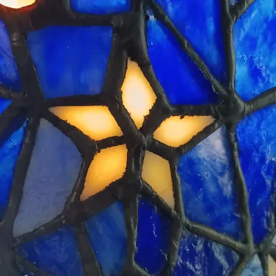 LOT 138: Tiffany-Style Blue Star Torchiere