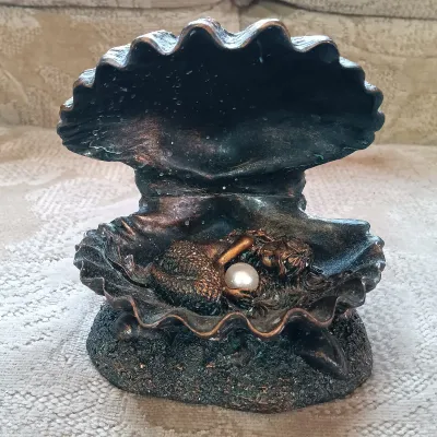 LOT 155: Fairytale Collection- Resin Art Nouveau Vase, Resin Mermaid in Shell and Fairy, 1938 German Reichspost Telegram & More