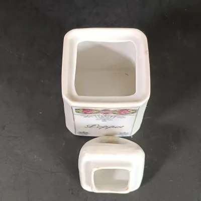 LOT 23: M Rosenbaum Bavarian Made Spice Canisters with Victoria Czechoslovakia Tea Canister