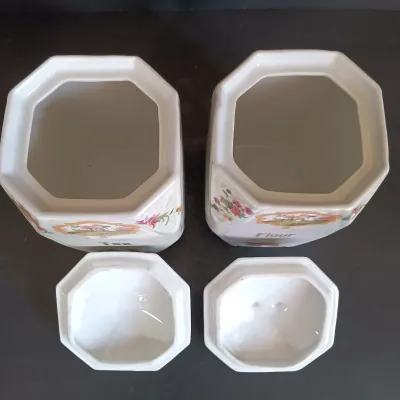 LOT 140: German Made Lustre Ceramic Kitchen Canisters