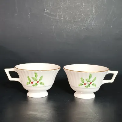LOT 149: Lenox Holiday Plates, Teacups, Spoon & Candy Dish
