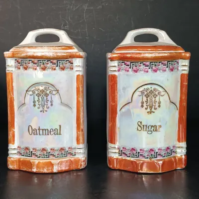 LOT 26: German Made Lustre Ceramic Kitchen Canisters