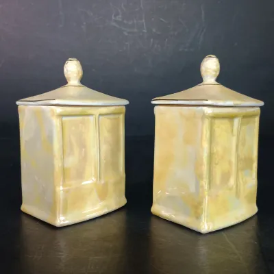 LOT 137: Czechoslovakian Lustre Ceramic Kitchen Canisters
