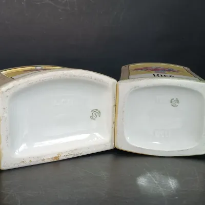 LOT 136: Czechoslovakian Lustre Ceramic Kitchen Canisters
